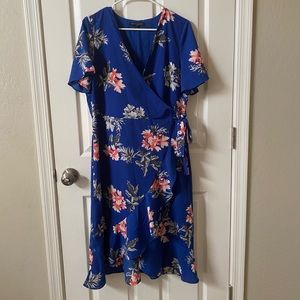 Banana Republic Blue Floral Wrap Dress Women’s 14